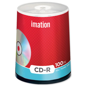 Imation CD-R Recordable Disk Write-once on Spindle 52x Speed 80Min 700MB Ref i18648 [Pack 100]