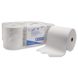 Scott Hand Towel Roll Single Ply for Ripple Dispenser Sheet Size 200x304mm White Ref 6667 [Pack 6]