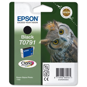 Epson T0791 Inkjet Cartridge Claria Owl 51g Page Life 470-570pp Black Ref C13T079140A0 Ident: 804F
