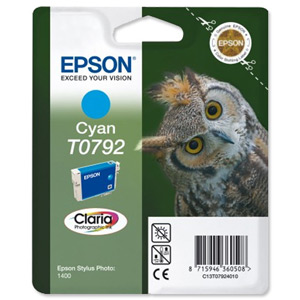 Epson T0792 Inkjet Cartridge Claria Owl 51g Page Life 1425-1530pp Cyan Ref C13T079240A0
