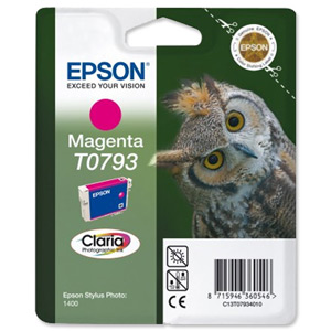 Epson T0793 Inkjet Cartridge Claria Owl 51g Page Life 685-745pp Magenta Ref C13T079340A0 Ident: 804F
