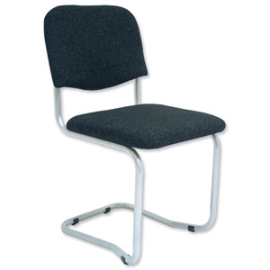 Trexus Cantilever Chair Upholstered Stackable Silver Frame Seat W480xD420xH470mm Charcoal