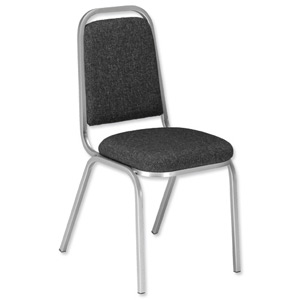 Trexus Banqueting Chair Upholstered Stackable Seat W390xD390xH460mm Charcoal with Silver Frame