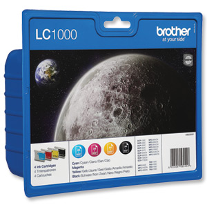 Brother Laser Toner Value Pack Page Life 400/500pp Black/Cyan/Magenta/Yellow Ref LC1000VALBP [Pack 4] Ident: 792A