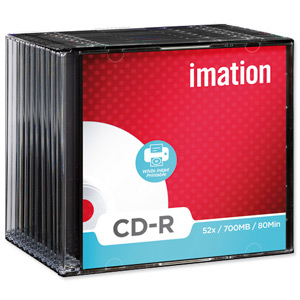 Imation CD-R Recordable Disk Write-once Cased 52x Speed 80Min 700MB Printable Ref i23262 [Pack 10]