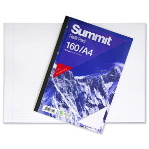 Summit Refill Pad Narrow Ruled with Margin 60gsm 160pp A4 White Ref 100080209 [Pack 5]
