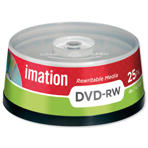 Imation DVD-RW Rewritable Disk on Spindle 4x Speed 120min 4.7GB Ref i21063 [Pack 25]