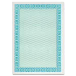 DECAdry Premium Certificates Watermarked 115gsm A4 Turquoise Blue Ref OSD4052 [Pack 25]