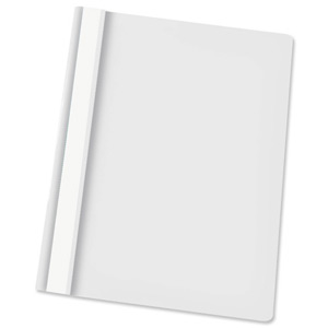 Esselte Report Flat File Lightweight Plastic Clear Front A4 White Ref 28321 [Pack 25]