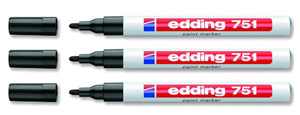 Edding 751 Paint Marker Xylene and Toluene-free Bullet Tip 1-2mm Line Black Ref 751001 [Pack 10]