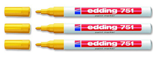 Edding 751 Paint Marker Xylene and Toluene-free Bullet Tip 1-2mm Line Yellow Ref 751005 [Pack 10]