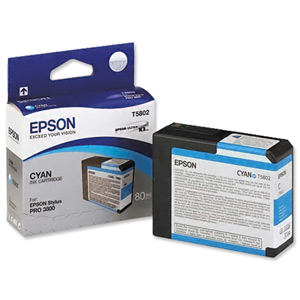 Epson T5802 Inkjet Cartridge Capacity 80ml Cyan Ref C13T580200 Ident: 805G