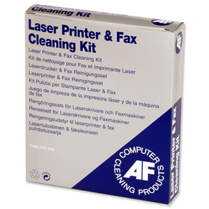 AF Laser and Fax Cleaning Kit 10 Printclene Sheets 5 Tonerclene 20 Microwipes Foamclene 87ml Ref LFC000