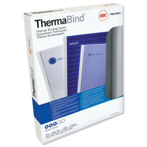 GBC Thermal Binding Covers 6mm Front PVC Clear Back Gloss A4 White Ref IB370045 [Pack 100]