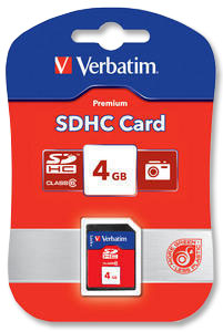 Verbatim SD Media Memory Card Premium High Capacity SDHC Class 6 4GB Ref 44017