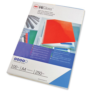 GBC Binding Covers Card Plain 250gsm A4 Gloss Blue Ref CE020020 [Pack 50x2]
