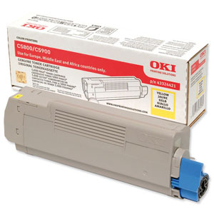 OKI Laser Toner Cartridge Page Life 5000pp Yellow Ref 43324421
