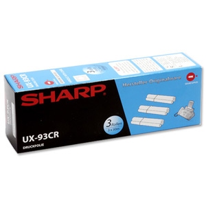 Sharp Fax Ribbons Thermal Page Life Total 270pp Black [for UXP400 series] Ref UX93CR [Pack 3]