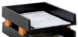 Multiform ExaTray Letter Tray with Risers Polystyrene Part-recycled A4 Black and Orange Ref 103411D