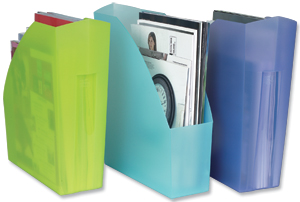 Exacompta Magazine File Impact-resistant Plastic Rounded Spine A4 Turquoise Ref 18082D [Pack 3]