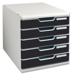 Multiform Modulo Filing Unit 5 Drawer Set with Lock A4 Grey and Black Ref 301014D