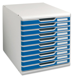 Multiform Modulo Filing Unit 10 Drawer Set with Lock A4 Grey and Blue Ref 302003D