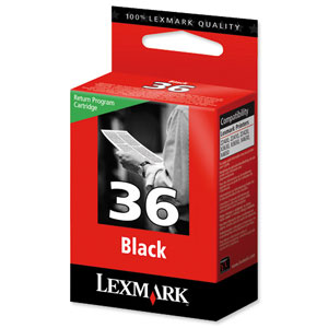 Lexmark No. 36 Inkjet Cartridge Return Program Page Life 175pp Black Ref 18C2130E Ident: 823A