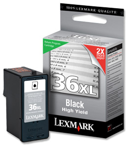 Lexmark No. 36XL Inkjet Cartridge Return Program High Yield Page Life 500pp Black Ref 18C2170E Ident: 823A