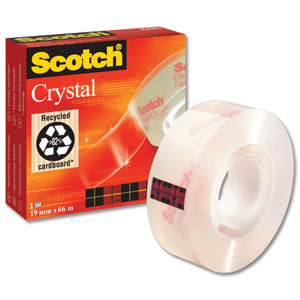 Scotch Crystal Tape High-clarity Long-life Hand-tearable 19mmx66m Clear Ref 6001966