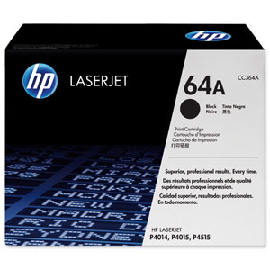 Hewlett Packard [HP] No. 64A Laser Toner Cartridge Page Life 10000pp Black Ref CC364A