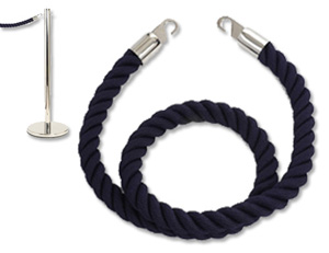 Alba Rope and Hook Set with Royal Blue 1.5m Long 24mm Diameter Rope and Chrome Hooks