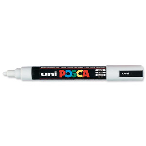 uni Posca PC5M Marker Medium Tip Line Width 1.8-2.5mm White Ref 9002111 [Pack 12]