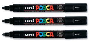 uni Posca PC5M Marker Medium Tip Line Width 1.8-2.5mm Black Ref 9002100 [Pack 12]