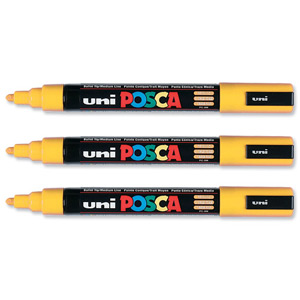 uni Posca PC5M Marker Medium Tip Line Width 1.8-2.5mm Yellow Ref 9002105 [Pack 12]