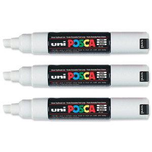 uni Posca PC8K Marker Broad Tip Line Width 8mm White Ref 9002204 [Pack 6]