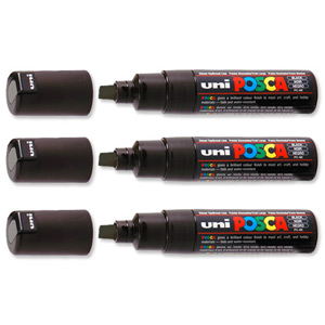uni Posca PC8K Marker Broad Tip Line Width 8mm Black Ref 9002200 [Pack 6]
