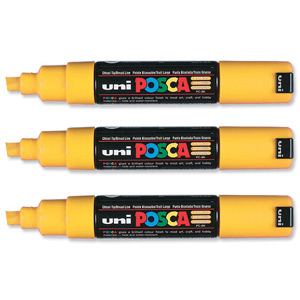 uni Posca PC8K Marker Broad Tip Line Width 8mm Yellow Ref 9002209 [Pack 6]