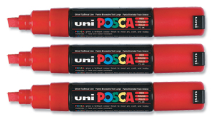 uni Posca PC8K Marker Broad Tip Line Width 8mm Red Ref 9002202 [Pack 6]