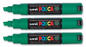 uni Posca PC8K Marker Broad Tip Line Width 8mm Green Ref 9002207 [Pack 6]
