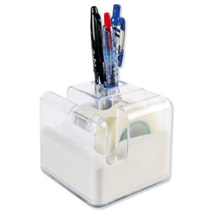 Scotch Cube Pen Holder Tape Dispenser Weighted with Roll 19mmx33m Magic Tape Ref 537408