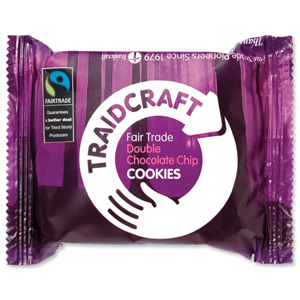 Traidcraft Cookies Double Chocolate Fairtrade 2 per Minipack Ref A07035 [Pack 24]
