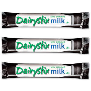 Dairystix UHT Semi-skimmed Milk Longlife Sticks Easy Tear and Pour 12ml Ref A03659 [Pack 200]