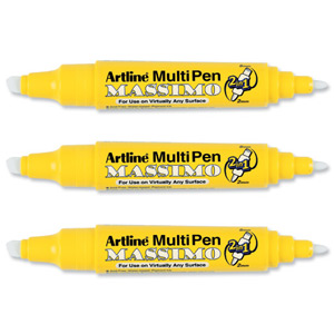 Artline Massimo Chalk Marker 2-in-1 Bullet Line 2.0mm Chisel Line 3-5mm White Ref EMP-25TWH [Pack 12]