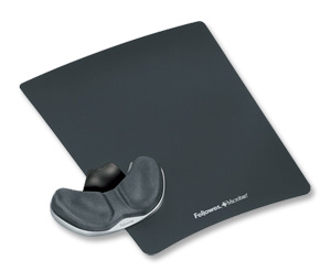 Fellowes Professional Fabric Palm Support Pad Microban Cushioned Gliding Graphite Ref 9180101