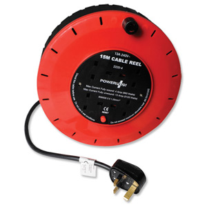 Faithfull Power Plus Power Cable Reel with Robust Housing 4 Sockets 13Amp 15m Ref 1168