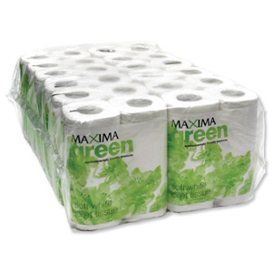 Maxima Green Toilet Roll Recycled 2-Ply 200 Sheets White Ref KMAX200G [Pack 48]