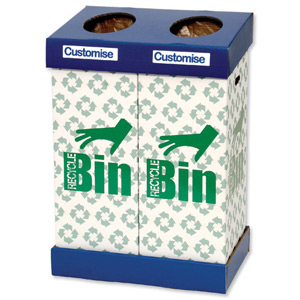Acorn Office Twin Recycling Bin Customisable with 8 Labels 2x 95 Litre W640xD420xH850-920mm Ref 802853