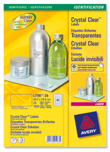 Avery Crystal Clear Labels Laser Durable 10 per Sheet 96 x50.8mmTransparent Ref L7783-25 [250 Labels]