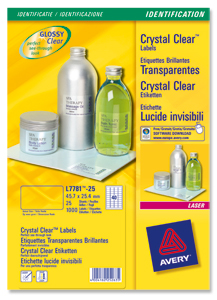Avery Crystal Clear Labels Laser Durable 1 per Sheet 210x297mmTransparent Ref L7784-25 [25 Labels]
