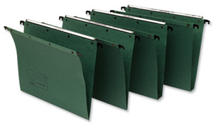 L Oblique Ultimate Suspension File Manilla Vertical 350 Sheets 30mm A4 Green Ref L202552 [Pack 25]